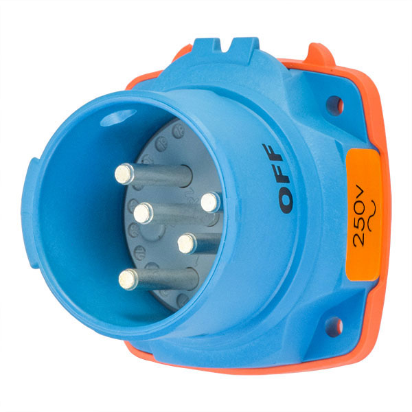 63-38072-972 - DSN30 INLET POLY BLUE SIZE 2 TYPE 4X IP 69 2P+G 30A 250 VAC 60 Hz +2 AUX